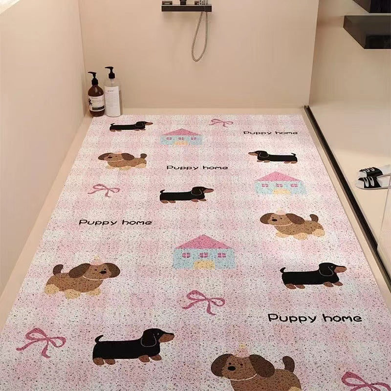 Cartoon cute shower room bathroom mat hollow silk loop non-slip anti-fall floor mat bathroom toilet drainage foot mat