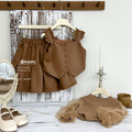 【custom wholesale】girls' autumn outfit: stylish little girl's leather three-piece set, trendy children's base layer