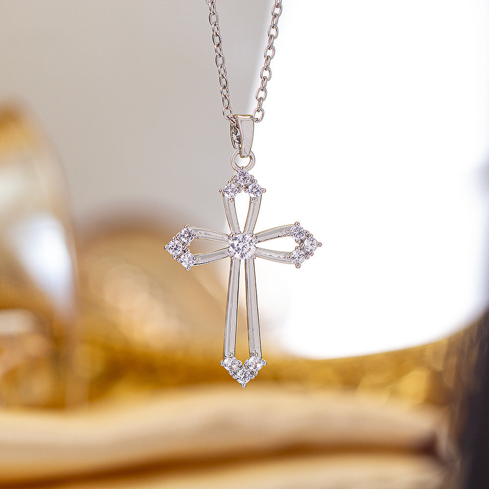 popular copper micro-embedded accessible luxury cross necklace for women fashioneasiest for matchelegant non-fading clavicle chain jewelry