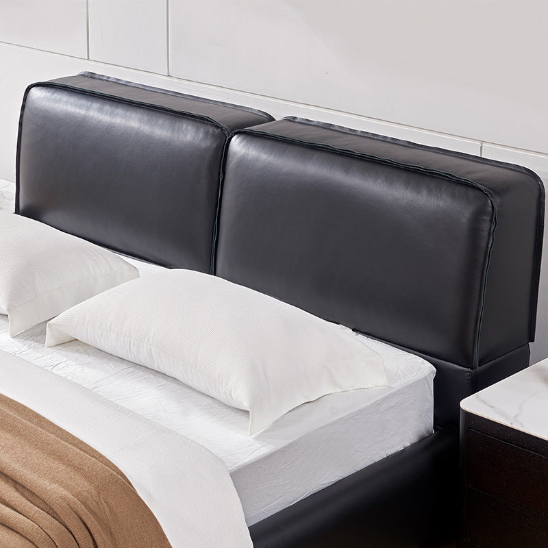 Italian normcore big black cow genuine leather bed casual modern light luxury house classy master bedroom double bed designer wedding bed