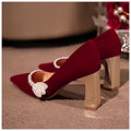Red wedding shoes for women, new 2026 chinese style xiuhe dress pearl bridal high heels