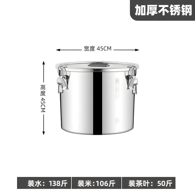 Extra thick sealed barrel 201 stainless steel rice barrel insect-proof and moisture-proof rice barrel for home rice storage barrel soup barrel flour barrel oil tank