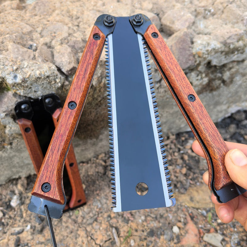 Blu-ray quenched sk5 steel dense tooth double-sided folding saw woodworking special hand saw household handheld woodworking saw