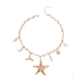 Wholesale alloy necklaces: european & american style, cross-border, beach & ocean-inspired, starfish clavicle chain, unique & trendy, versatile necklace for women