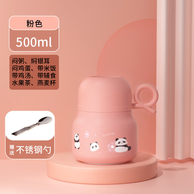 New arrivalcute panda peripheral stew beaker student office worker portable stew kettle good-looking gift cup with spoon