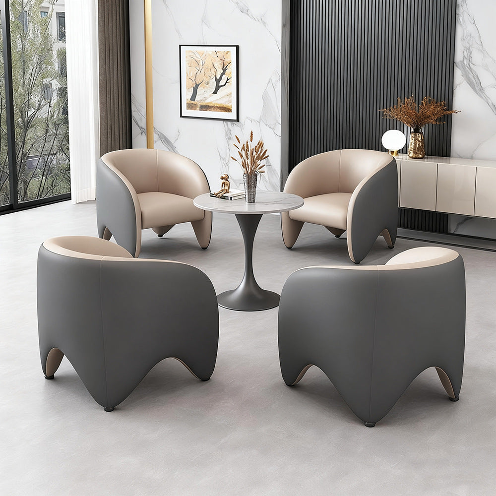 Italian minimalist dining chair, designer style, subtly luxurious, high-end leather upholstered, modern minimalist chair for home use, with backrest
