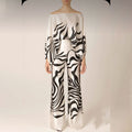 cross-border e-commerce european and american women's clothing: new summer collection - printed off-the-shoulder loose batwing sleeve wide-leg pants set