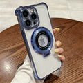 Four-corner anti-fall electroplating suitable for apple 16pro ring holder mobile phone case iphonexr/12 transparent protective cover