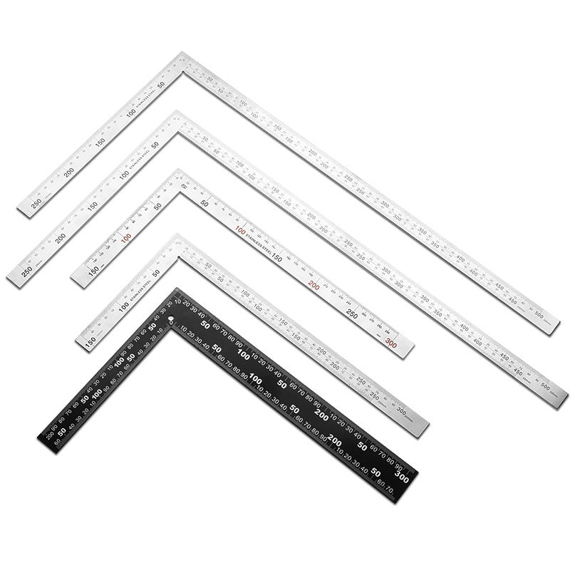Square ruler 90 degree stainless steel thickened 300 500 600 woodworking decoration l-shaped ruler right-angled ruler thickened version