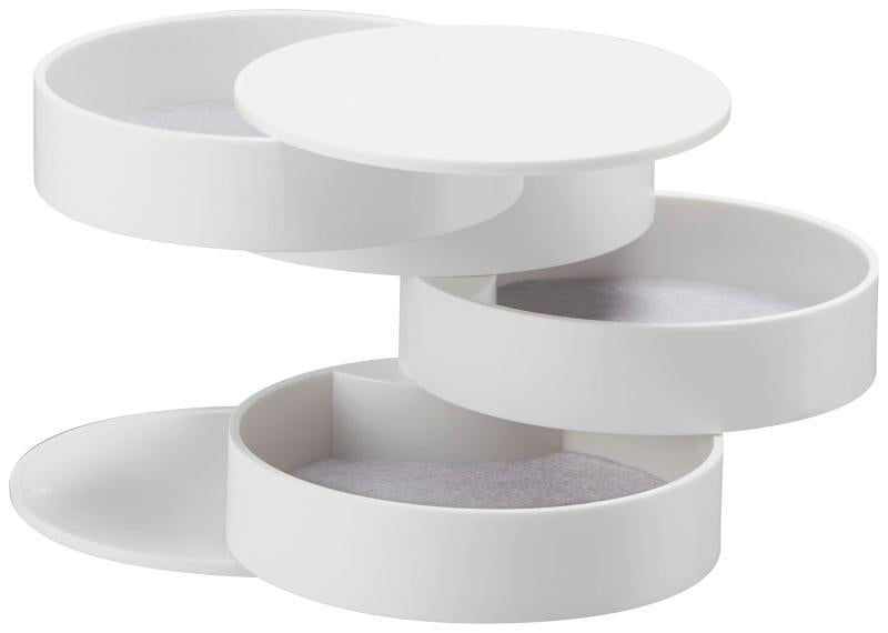 Japan Liheng, rotating jewelry box 4-layer jewelry storage box black and white