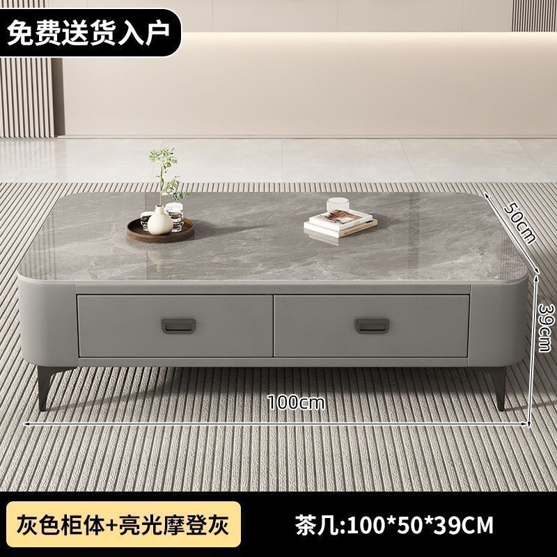 Tv cabinet coffee table living room for home small apartment 2025 modern casual tea table scandinavian floor-to-ceiling glass coffee table combination