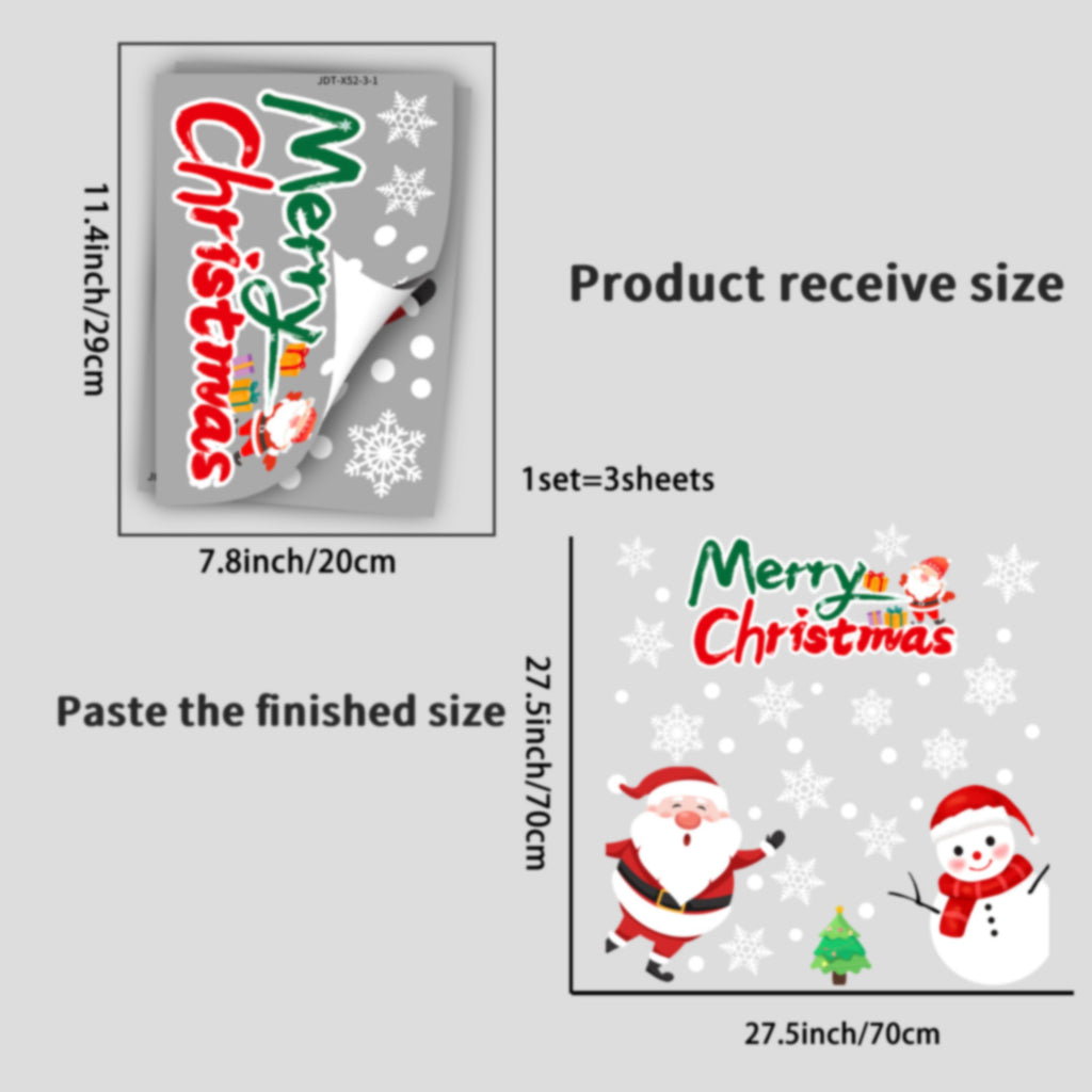 Cross-border   wall sticker Santa Claus snowman holiday glass window decoration sticker Glue-free static sticker