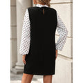 fashion  autumn new arrival polo collar polka dot printing lantern sleeve elegantshortdress