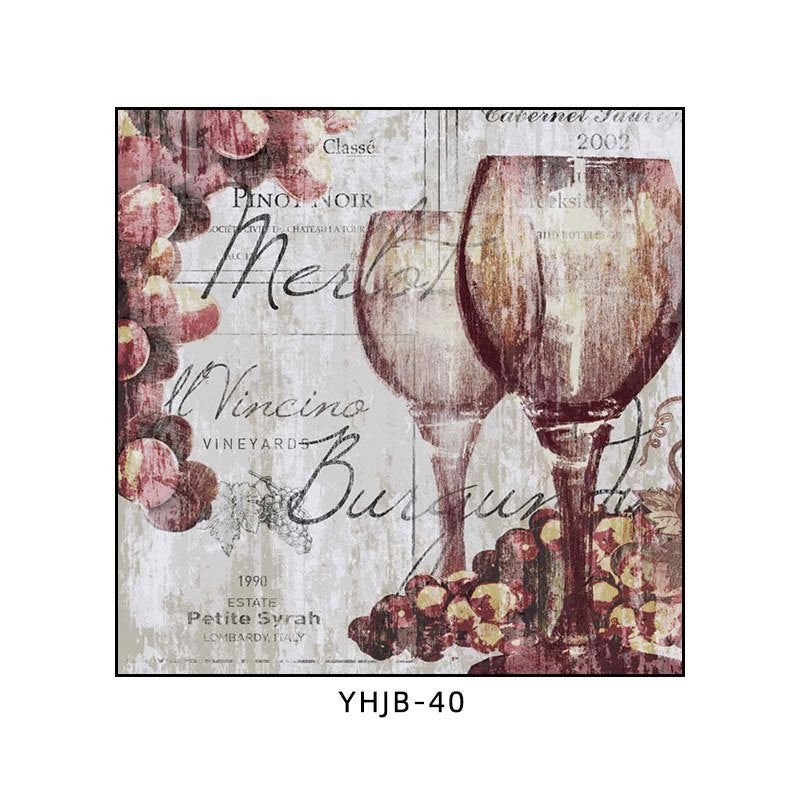 American bar decorative painting retro industrial style creative KTV box red wine glass hanging painting nostalgic wine mural