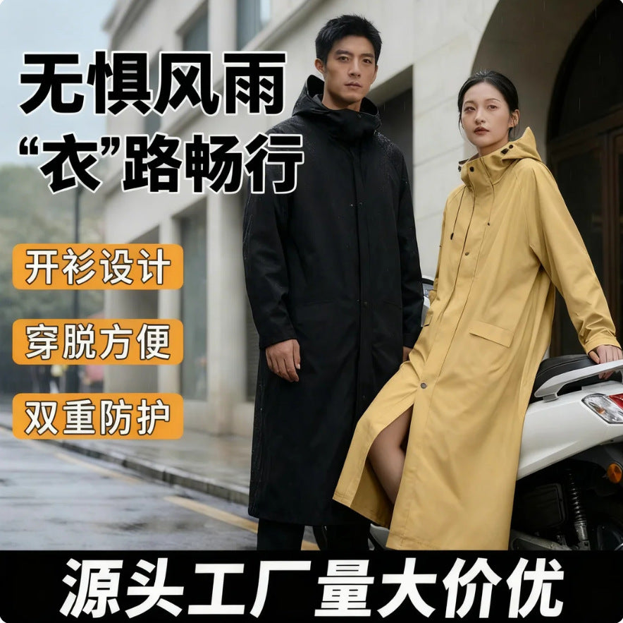 Men's long raincoat full body rain suit - waterproof rain gear for electric motorcycles, women's adult outerwear, one-piece rain poncho