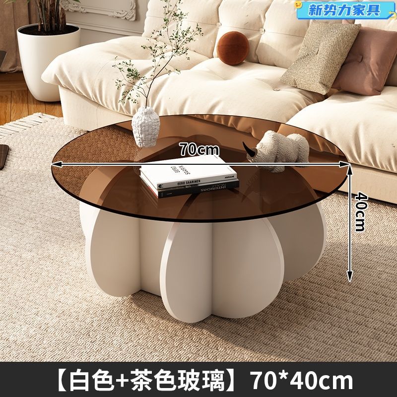 Glass coffee table accessible luxury modern living room for home small apartment casual round popular table normcore pumpkin coffee table