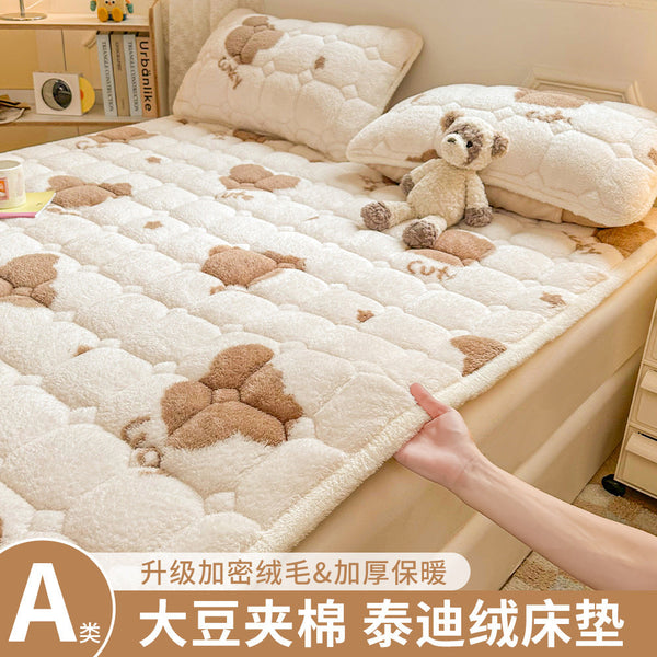 Winter thickened soybean padded milk fleece mattress class a warm teddy fleece cushion cushion household folding mattress