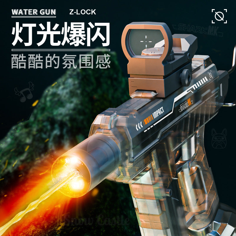 uzi uzi electric burst water gun fire flash linkage reloading large capacity water gun kids toys