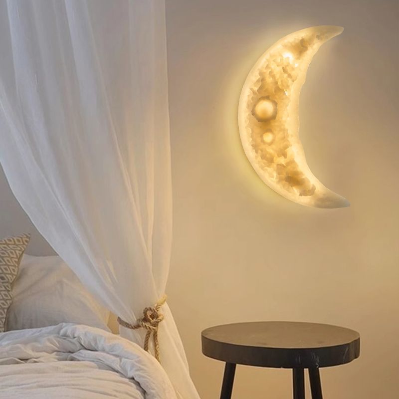 Modern minimalist moon wall lamp - creative ambient lighting for dining room, living room, bedroom, hallway, entryway, wall art decoration, and stairway