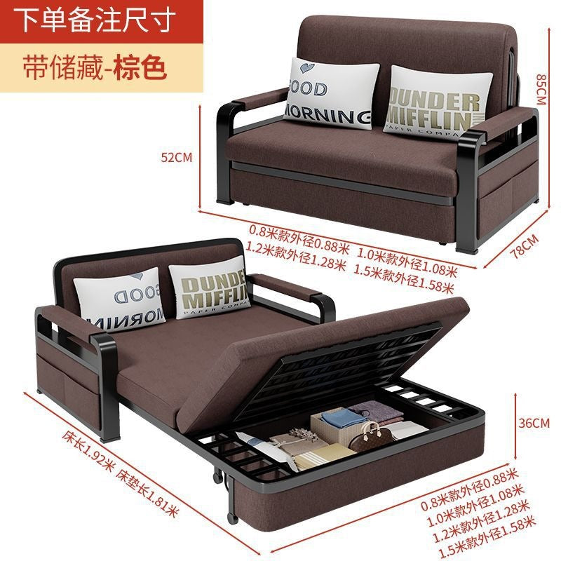 Sofa bed dual-purpose foldable small apartment living room multi-functional telescopic bed popular detachable washable fabric single sofa bed