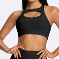 European and american eco-friendly nylon spandex sports bra and tank top set - open back, shockproof, fitness apparel, running, cutout yoga outfit for women