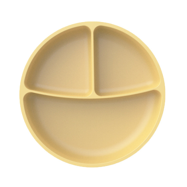 Custom food-grade silicone baby feeding plate - all-in-one snack tray with suction cup, round divided food bowl, weaning supplies