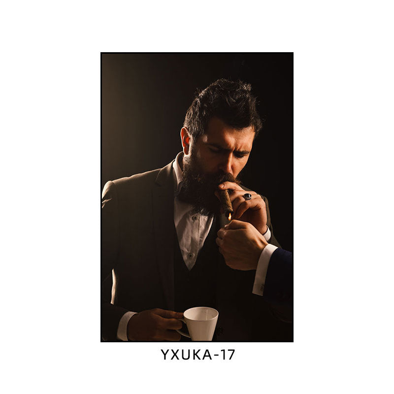 Cigar painting American bar high-end club nightclub box wall decoration painting whiskey winery beautiful woman mural