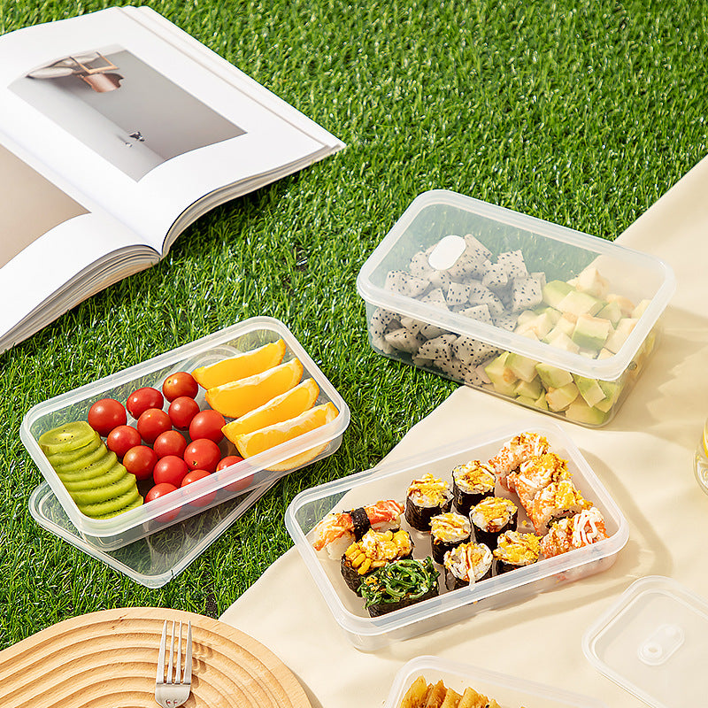 Outdoor sub-packing bento sushi box sealed plastic food storage box with lid transparent food-grade fruit crisper