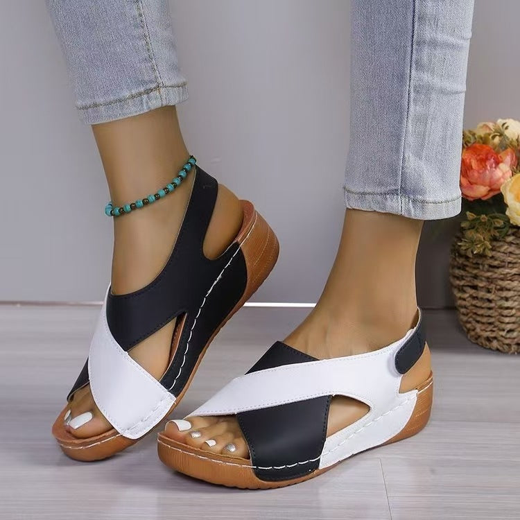 European and American  independent station breathable women's sandals color matching women's shoes 2024 new summer casual beach shoes slippers