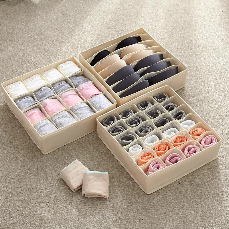 Cationic Storage Household Three-piece Foldable Organizing Box Underwear Panties Socks Clothing Storage Box