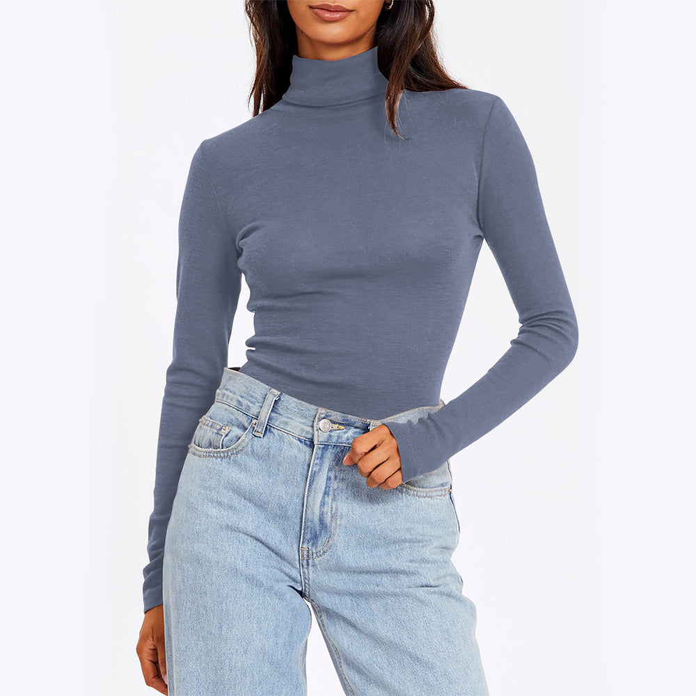 cross-border  spring new arrival: women's semi-high neck slim-fit versatile base layer top