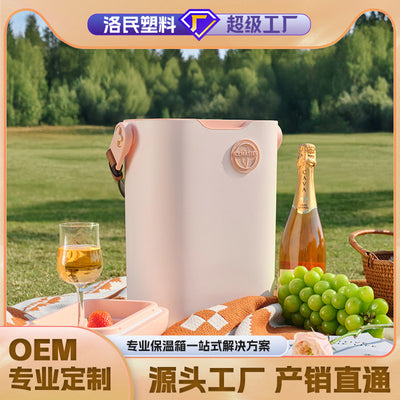 Ice master red wine bucket satchel frozen refrigerated outdoor portable long barrel beer wine insulated packaging box high-end