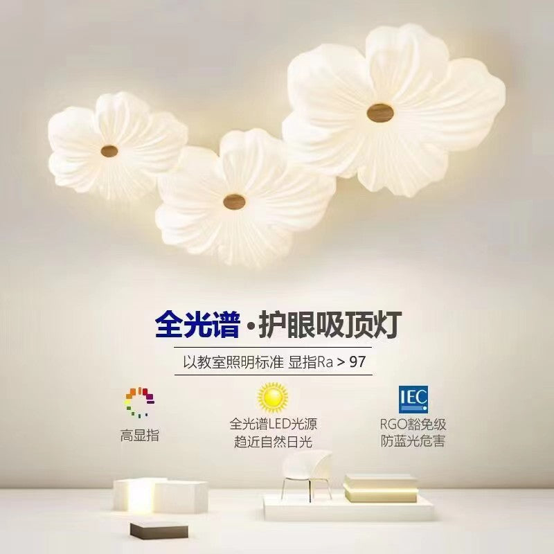 Cream Flower Living Room Ceiling Light Modern Simple Creative Cloud Children's Room Bedroom Dining Room Whole House Eye Protection Lighting