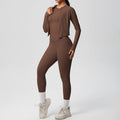 Ready-to-ship cross-border double-sided brushed microfiber seamless, breathable, and skin-friendly three-piece activewear set for women, perfect for running, fitness, and yoga