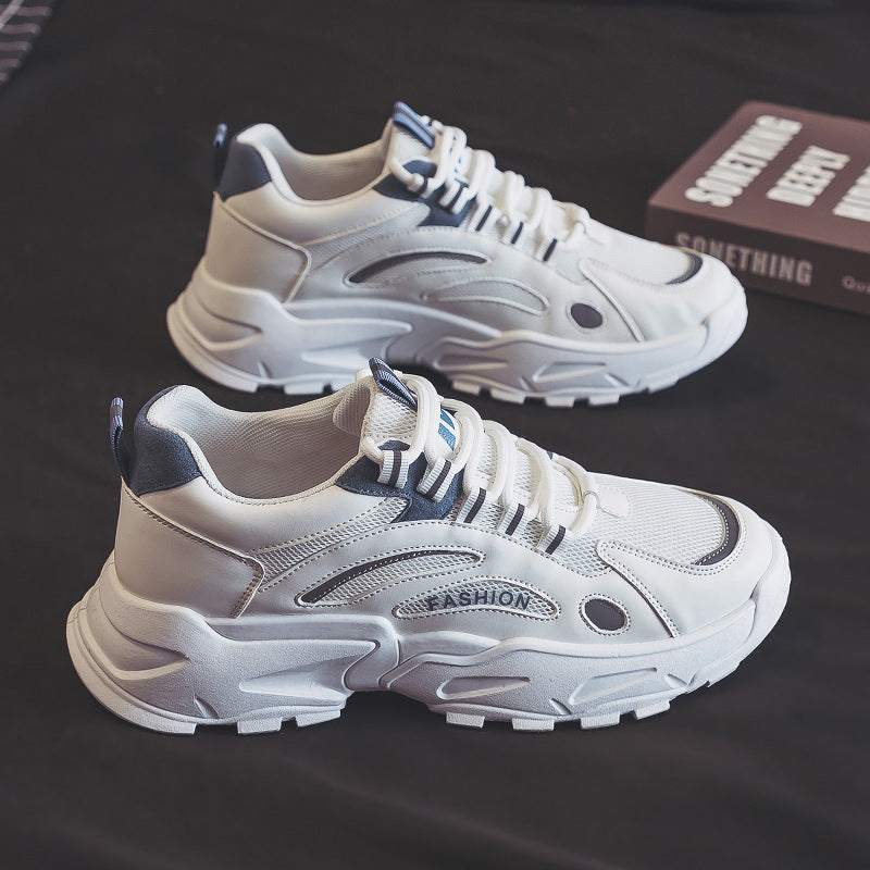 Men's shoes 2025 new winter breathable mesh casual sports shoes men's running height increasing white dad sneakers trendy shoes