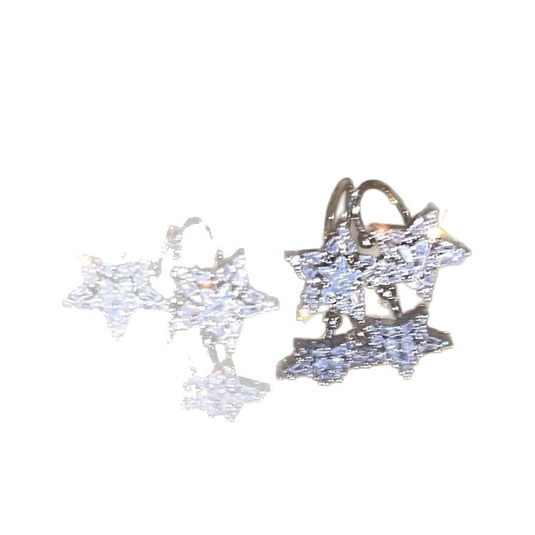 Explosive double star non-pierced ear clips for women classyaccessible luxury earrings unique and beautiful elegant ear bone clip earrings