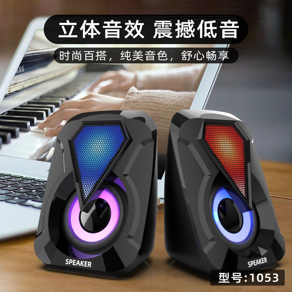 Computer usb wired illuminated speaker rgb colorful active mini desktop small speaker universal for desktop and laptop