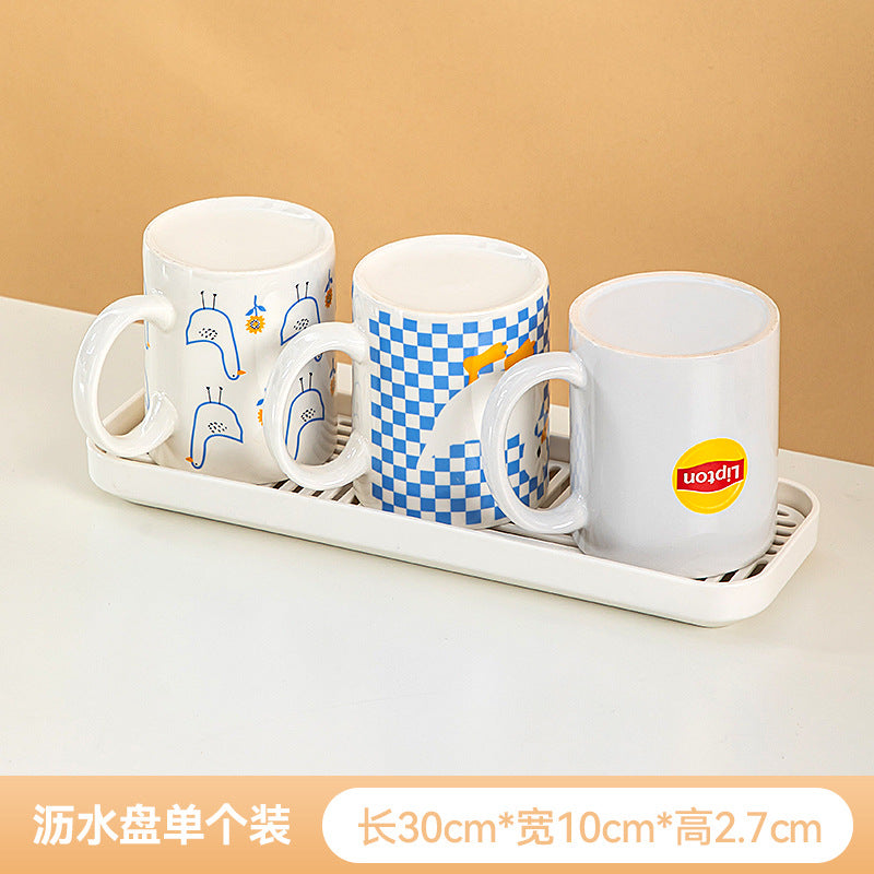 Desktop flip cover dust cup storage box plastic can be stacked water cup rack glass cup holder tea bag storage