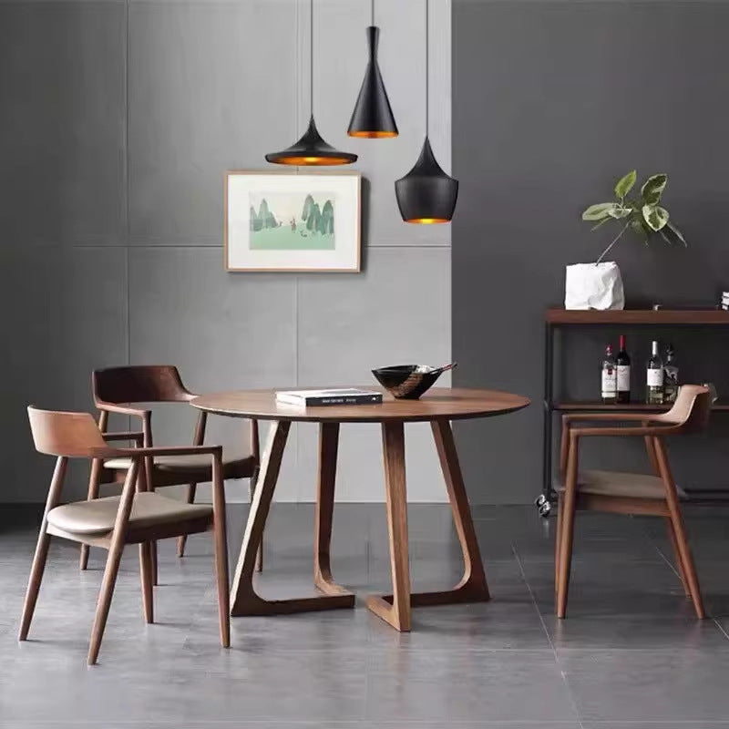Solid wood round dining table - minimalist casual dining set, perfect for cafes, hotels, reception areas, and balconies