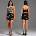 C7319 cross-border   fashion women's elegant diamond-embellished camisole bandeau mini skirt set - new arrival