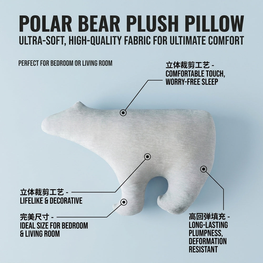 polar bear cold-sensing fabric pillow polar bear doll cartoon cute bear pillow baby hair-styling pillow core