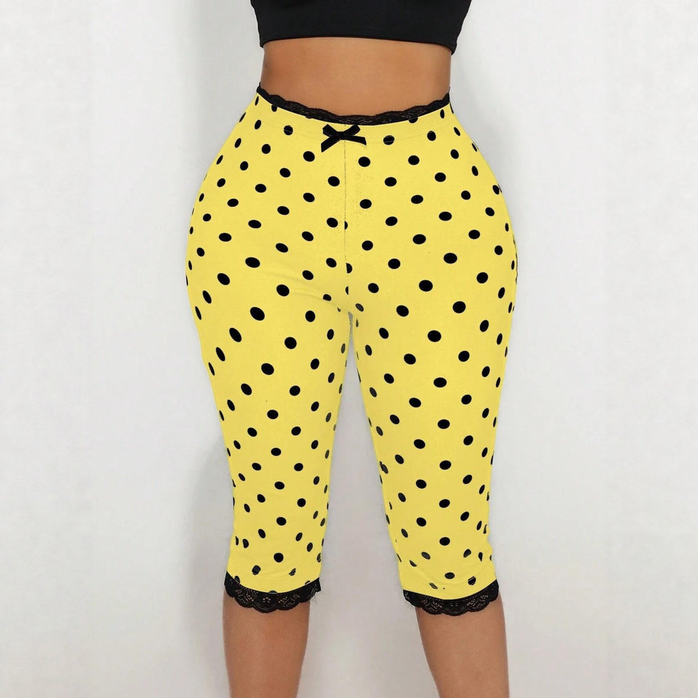 cross-border best selling pants, seven-point pants, multi-color women's high waist silmlacepatchworkcasual pants