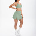 Cloud-feel casual high-waisted tennis skirt sexy strappy back yoga set quick-dry running fitness outfit