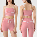 new arrivalcontrast color white striped running drawstring pants shorts three-quarter pants sports intimates bra yoga suit for women