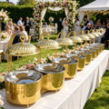 New arrival restaurant buffet server large capacity 16l thermal insulation tray stainless steel gold dining hanging food