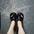 Outwearfashioneasiest for match square toe summer open toe thick high heel toe slippers sandals soft leathersexyniche style design not tired