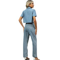 European and american cross-border women's summer new arrivals:  independent site washed cropped top + pearl pants set - trendy style
