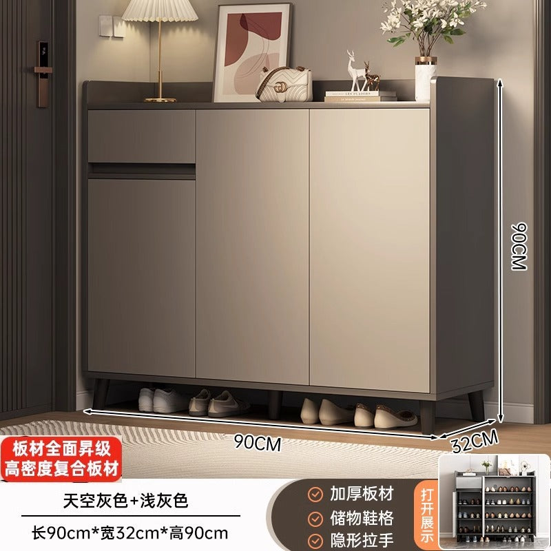 Shoe cabinet household door storage cabinet integrated against the wall simple door porch cabinet locker solid wood legs home shoe rack