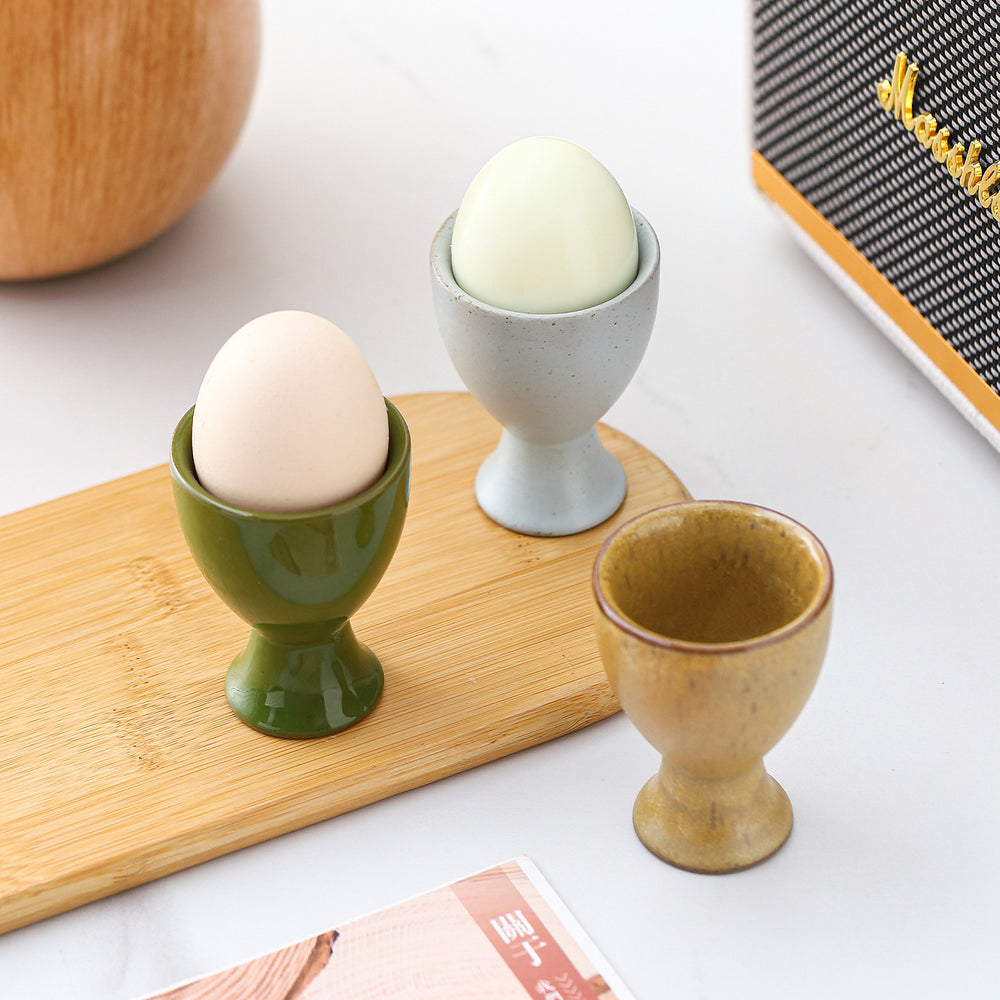 Creative tall round egg cup stylishretro ceramic egg holder cup restaurant hotel for home egg bottom holder