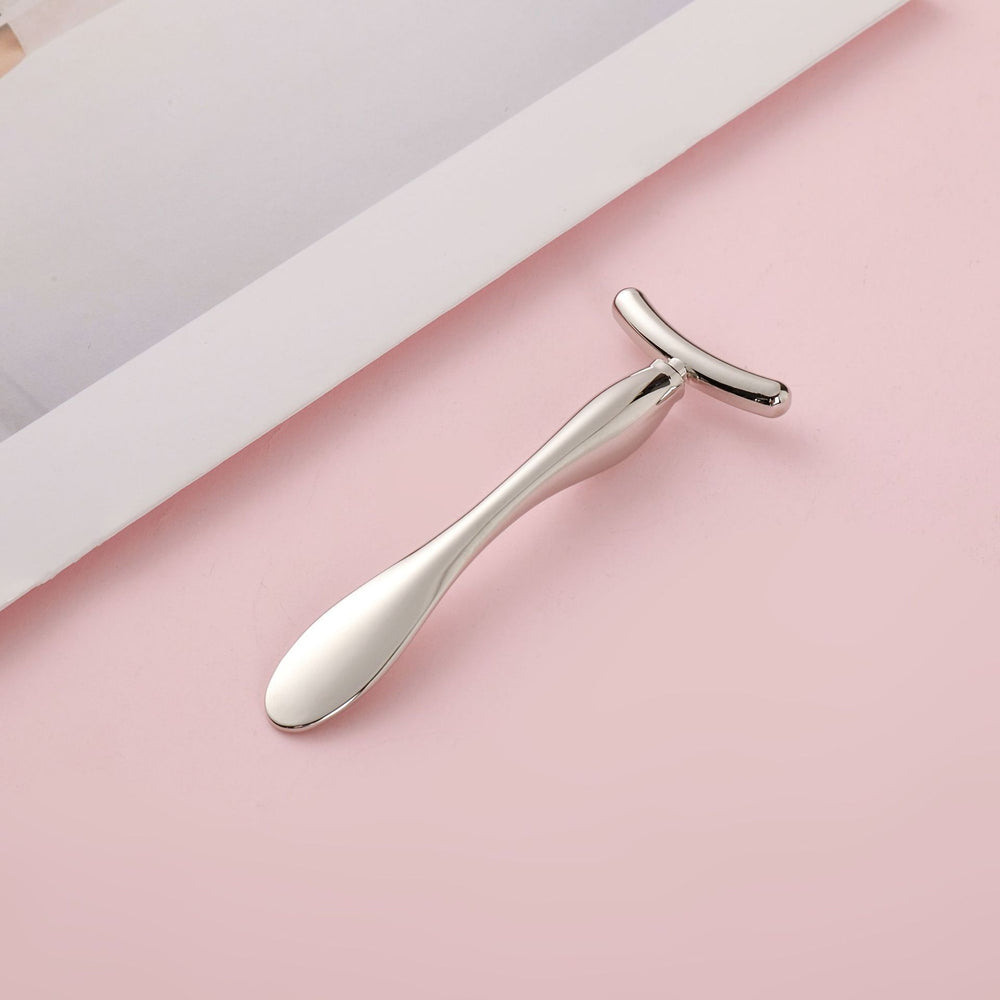 Wholesale large t-shaped facial massage roller, cosmetics essence infusion wand, golden face slimming beauty eye cream applicator